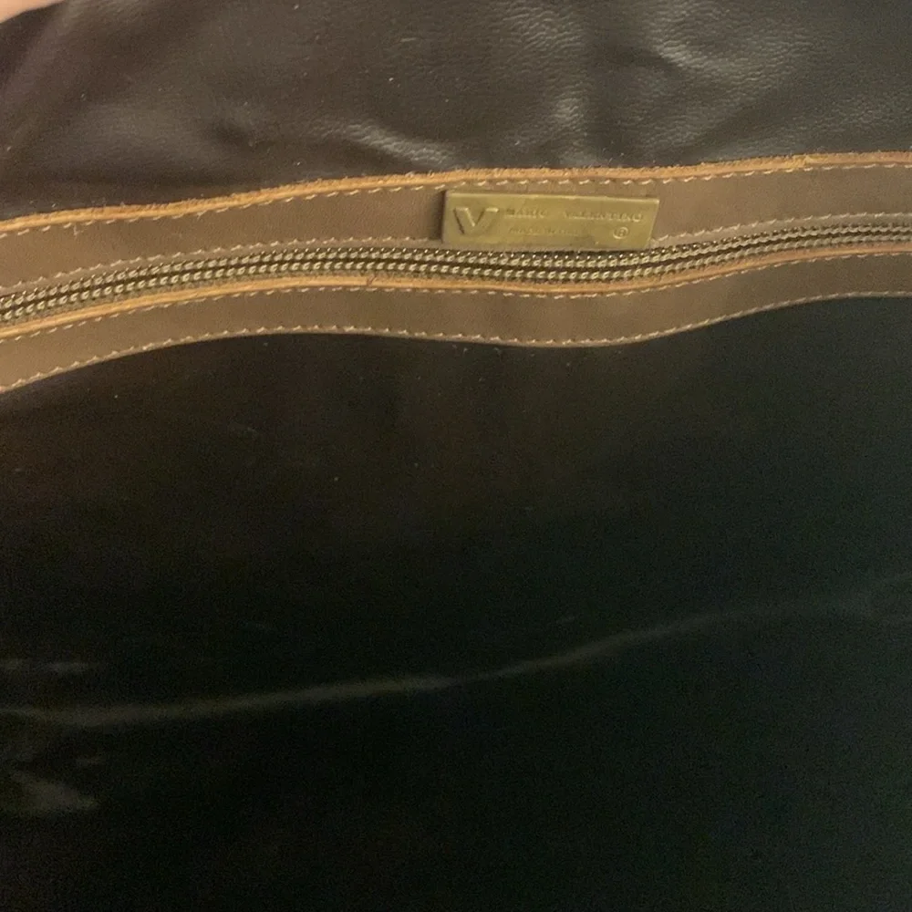 Mario Valentino Brown Logo Zipper Computer Pouch briefcase Made in Italy 🇮🇹